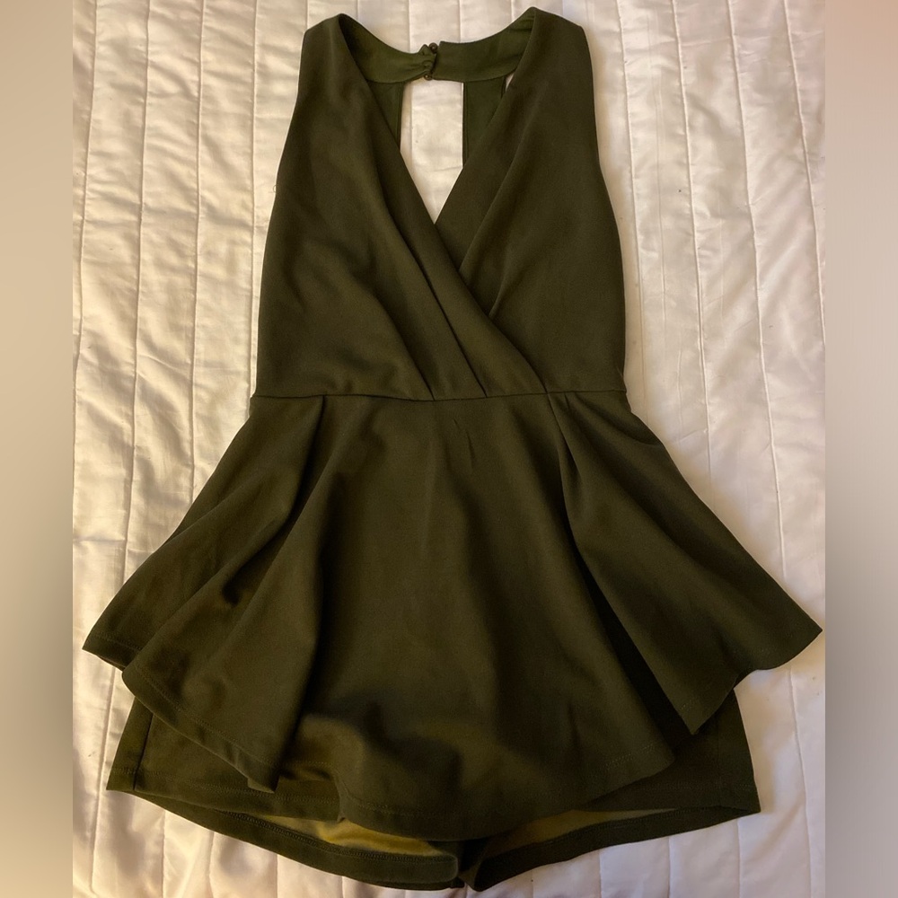 purple snow dark green romper skort